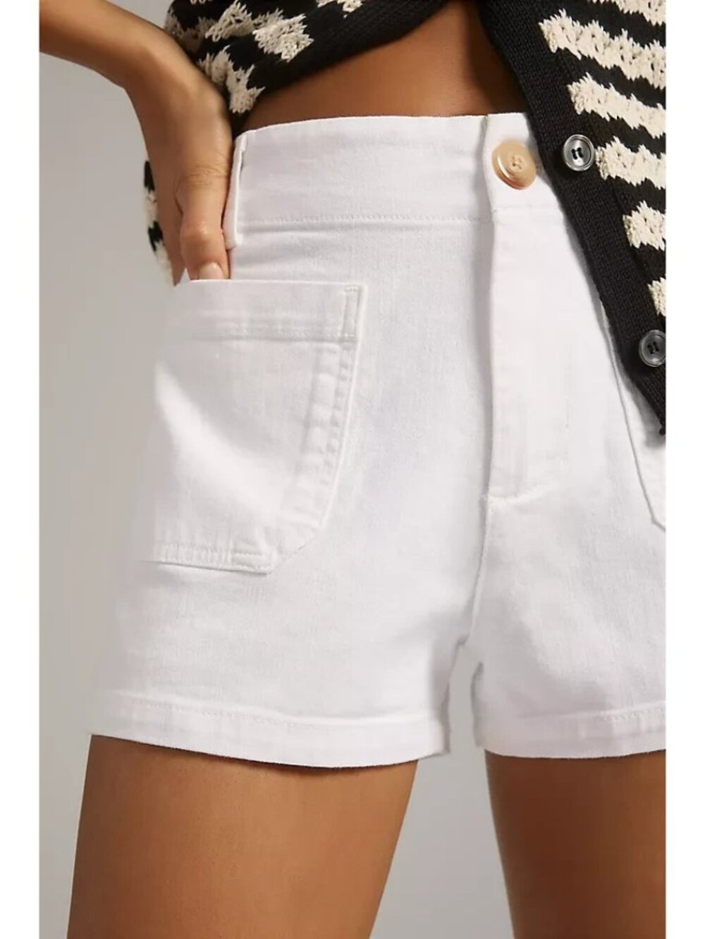 Anthropologie Maeve Colette Denim High-Rise Shorts White 24W